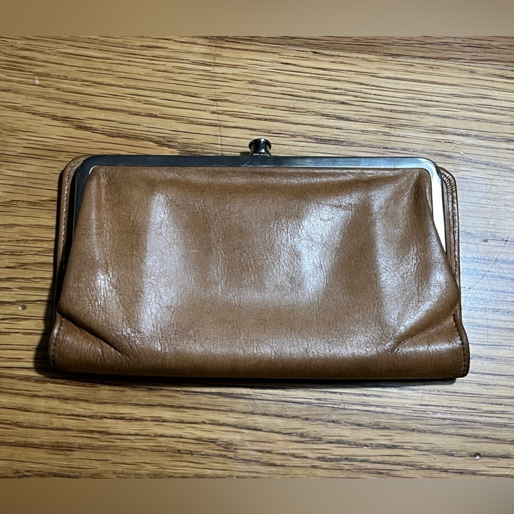 Vintage Hobo International Lauren Double Clutch Wallet Brown Leather